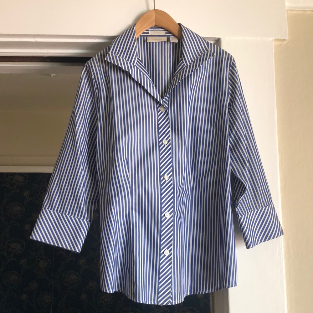 Chico’s Oversized Striped Button-Down. 0 - image 1